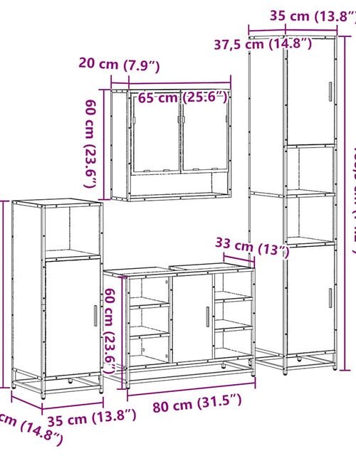 Încărcați imaginea în vizualizatorul Galerie, Set de mobilier de baie 4 piese Lemn negru prelucrat
