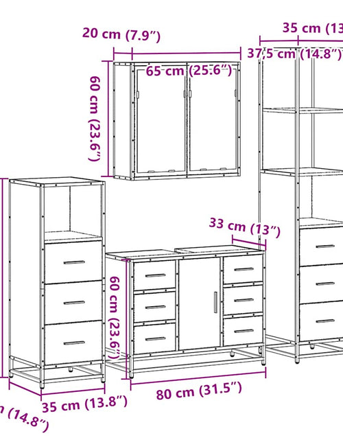 Загрузите изображение в средство просмотра галереи, Set de mobilier de baie 4 piese Lemn stratificat gri Sonoma
