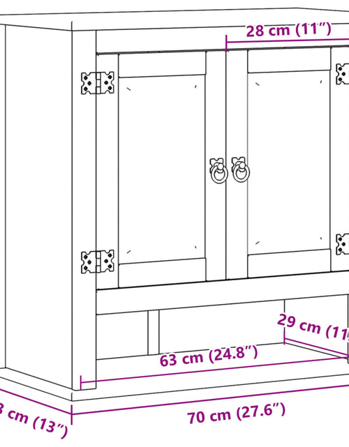 Încărcați imaginea în vizualizatorul Galerie, Dulap baie de perete „Corona”, 70x33x71,5 cm, lemn masiv pin
