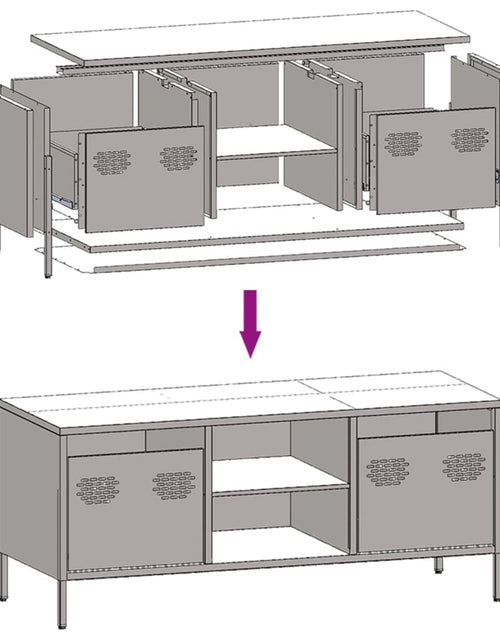 Încărcați imaginea în vizualizatorul Galerie, Dulap TV, antracit, 101,5x39x43,5 cm, oțel laminat la rece
