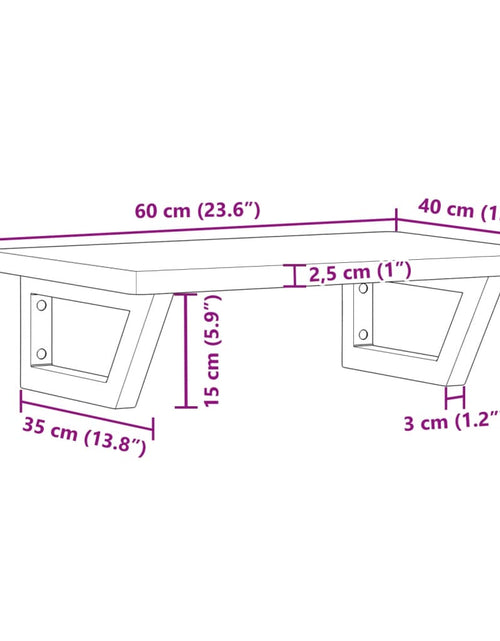 Încărcați imaginea în vizualizatorul Galerie, Raft pentru lavoar montat pe perete, oțel și lemn masiv stejar
