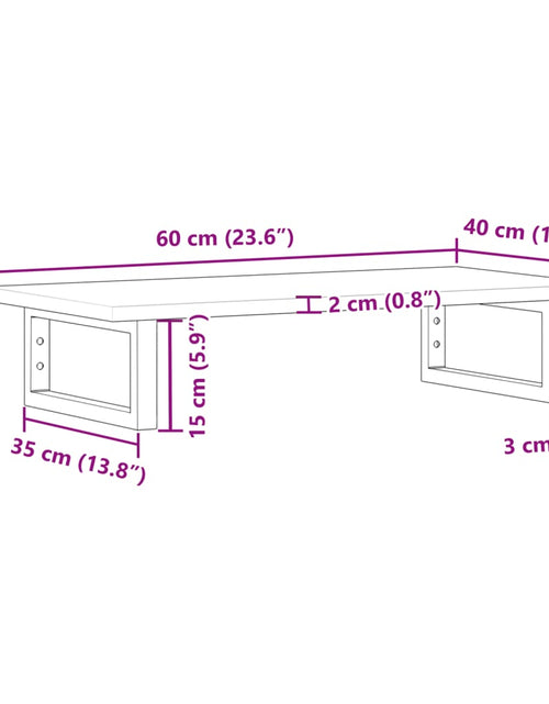 Încărcați imaginea în vizualizatorul Galerie, Raft pentru lavoar montat pe perete, oțel și lemn masiv acacia
