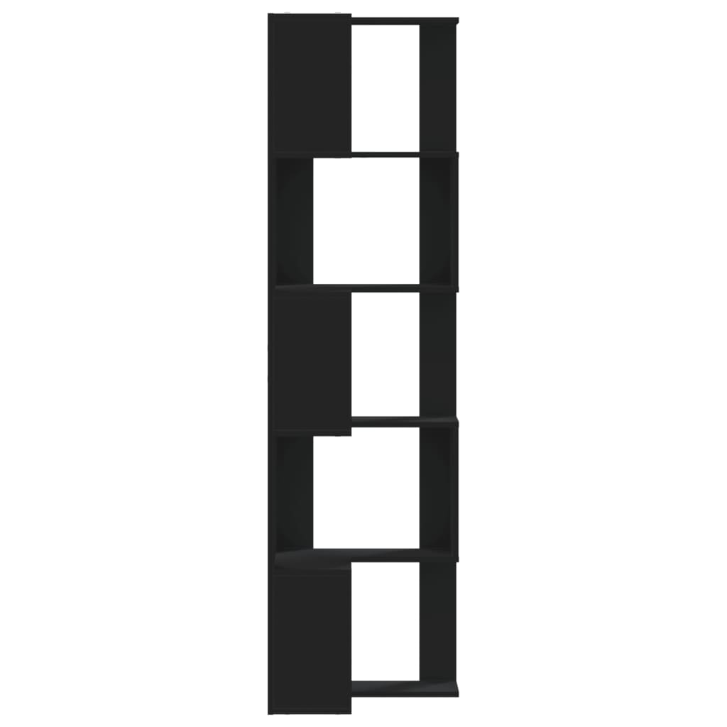 Bibliotecă 5 niveluri negru 50x50x179cm lemn prelucrat