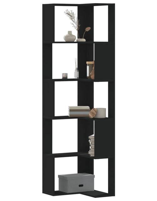 Încărcați imaginea în vizualizatorul Galerie, Bibliotecă 5 niveluri negru 50x50x179cm lemn prelucrat
