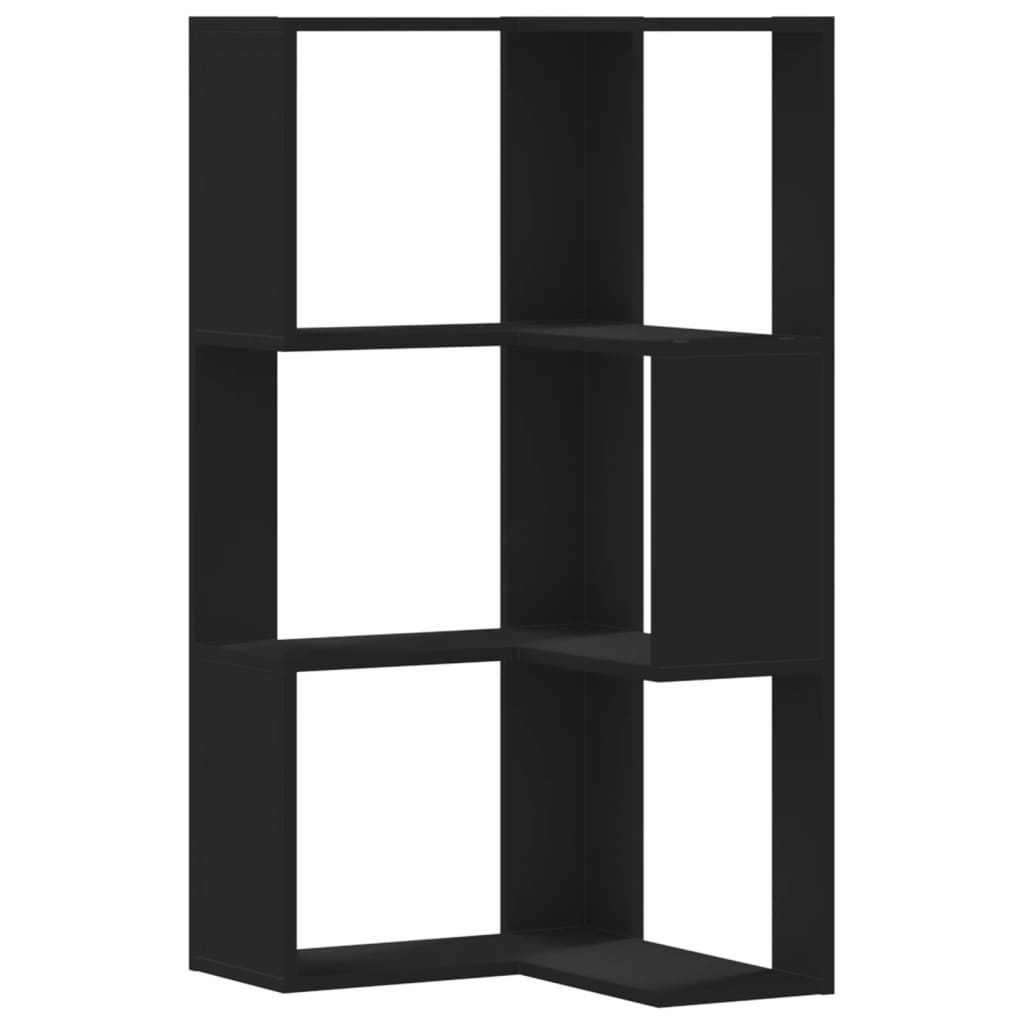 Bibliotecă 3 niveluri negru 50x50x102 cm lemn prelucrat