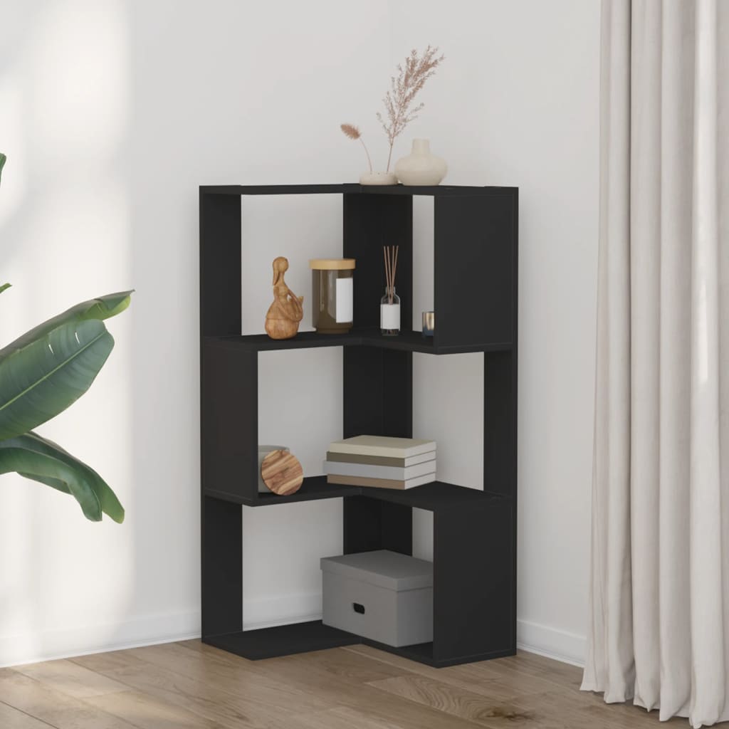 Bibliotecă 3 niveluri negru 50x50x102 cm lemn prelucrat