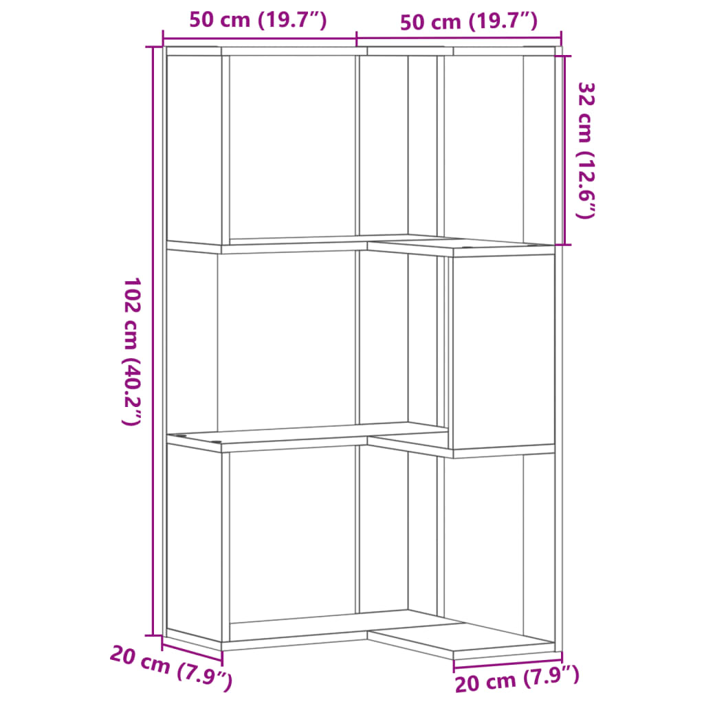 Bibliotecă 3 niveluri stejar sonoma 50x50x102 cm lemn prelucrat