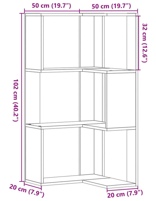 Загрузите изображение в средство просмотра галереи, Bibliotecă 3 niveluri stejar fumuriu 50x50x102cm lemn prelucrat
