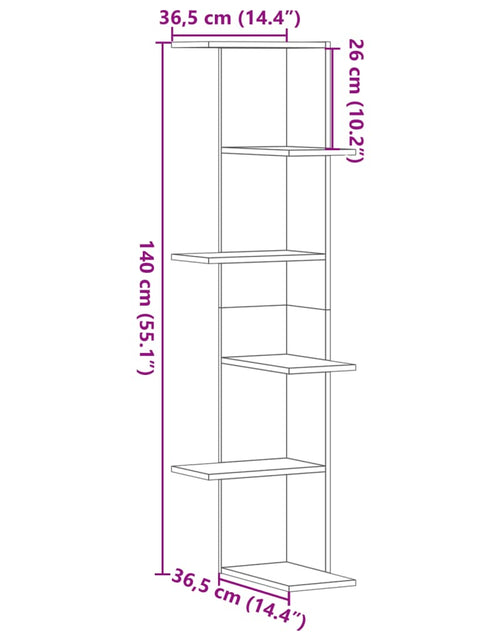 Încărcați imaginea în vizualizatorul Galerie, Raft colțar perete negru 36,5x36,5x140 cm lemn prelucrat
