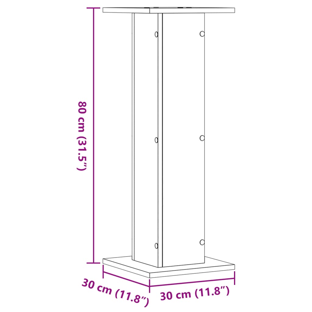 Noptiere, 2 buc., gri beton, 30x30x80 cm, lemn prelucrat