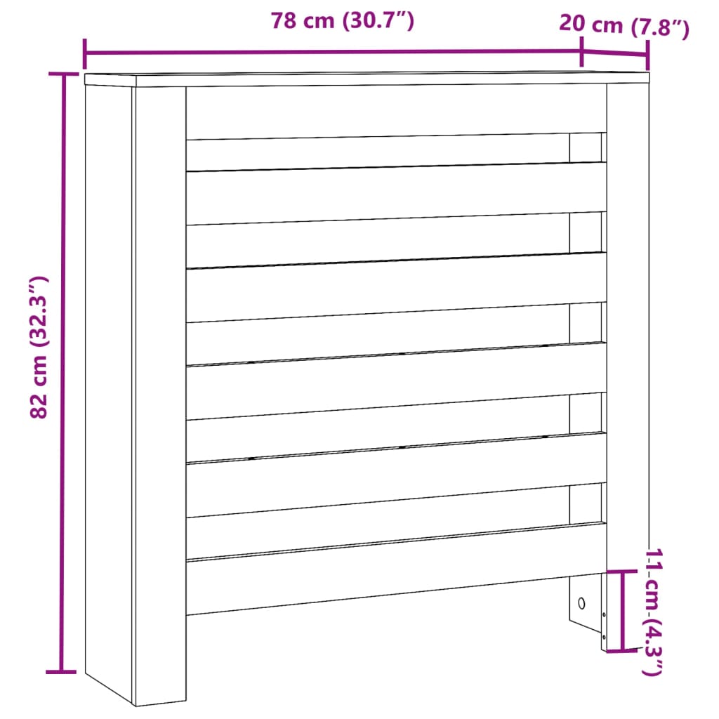 Mască pentru calorifer, alb, 78x20x82 cm, lemn prelucrat