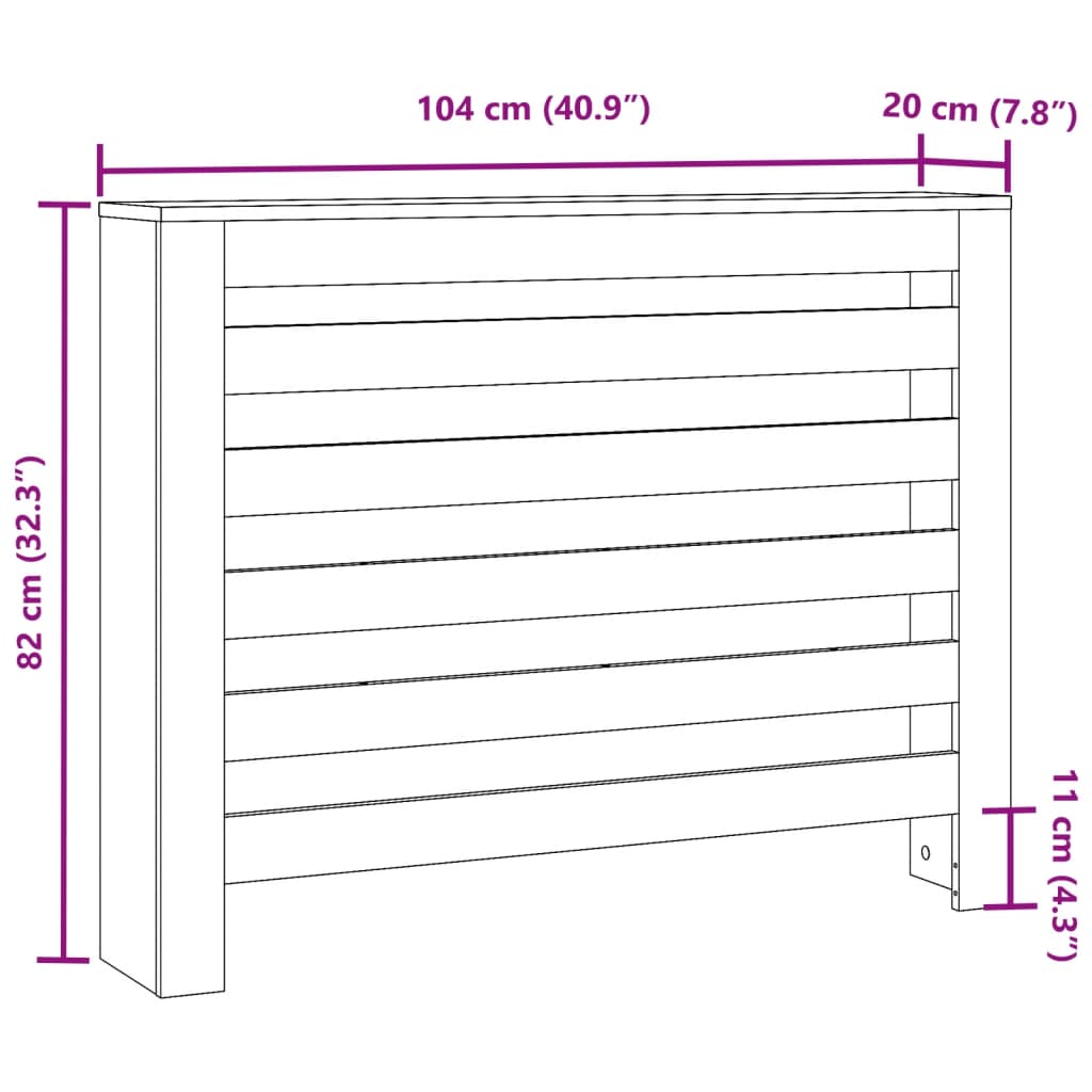 Mască pentru calorifer stejar sonoma 104x20x82cm lemn prelucrat