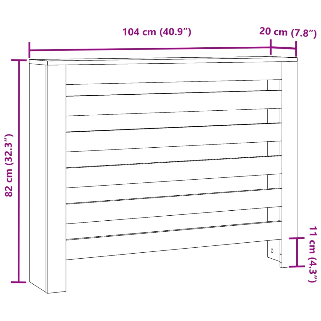 Mască de calorifer stejar artizanal 104x20x82 cm lemn prelucrat