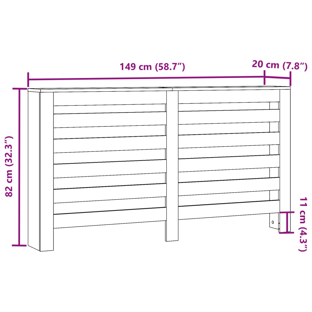 Mască pentru calorifer gri sonoma 149x20x82 cm lemn prelucrat