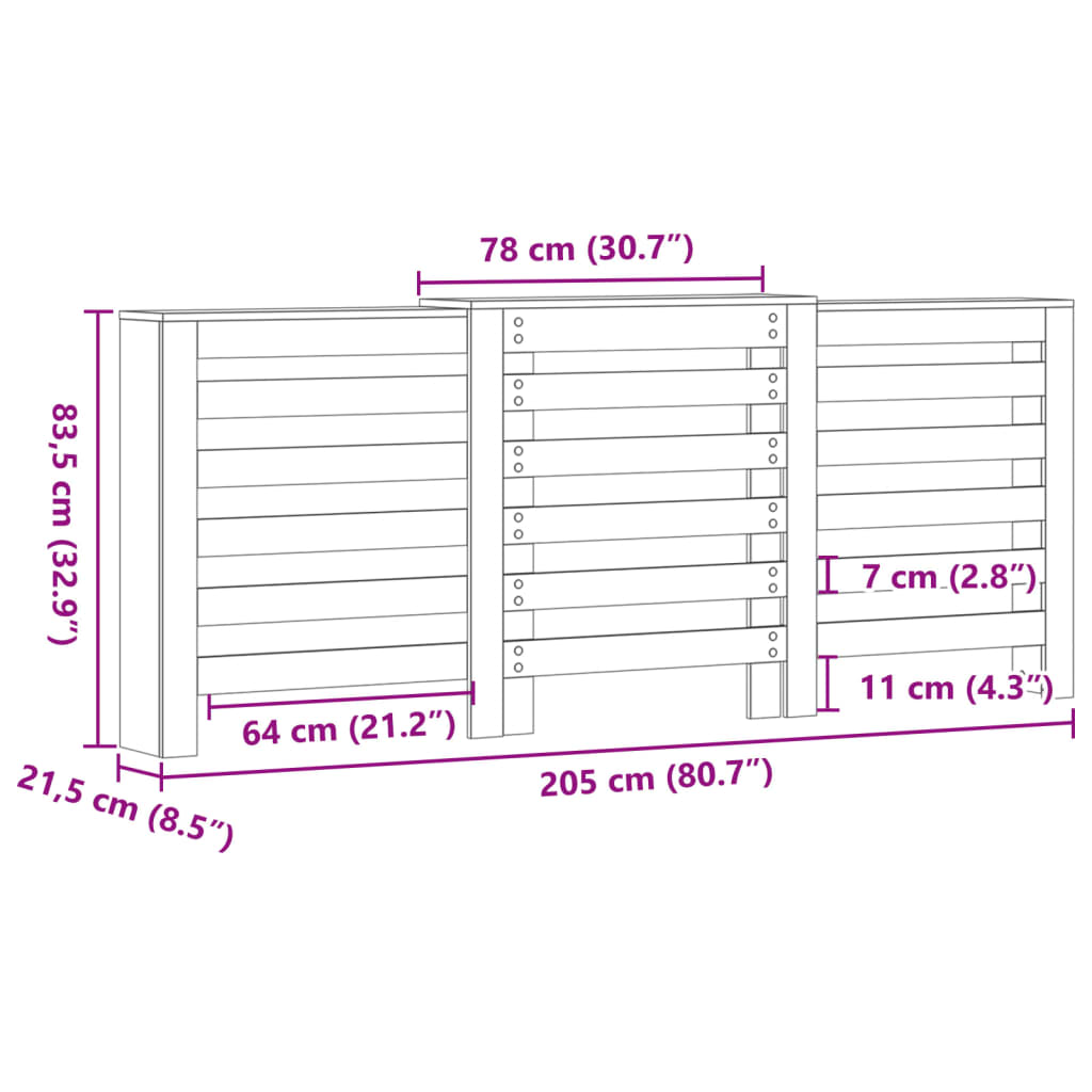 Mască pentru calorifer stejar sonoma 205x21,5x83,5 cm lemn