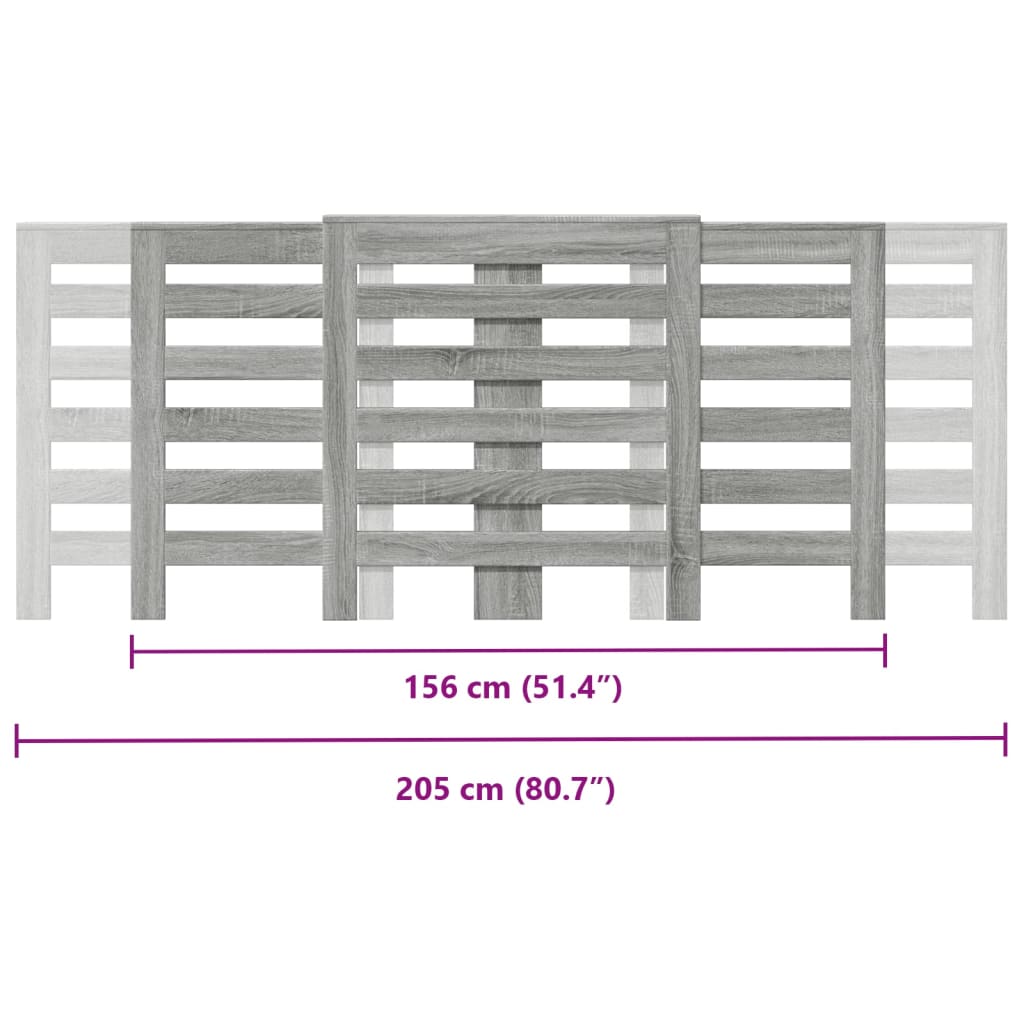 Mască pentru calorifer sonoma gri 205x21,5x83,5 cm lemn