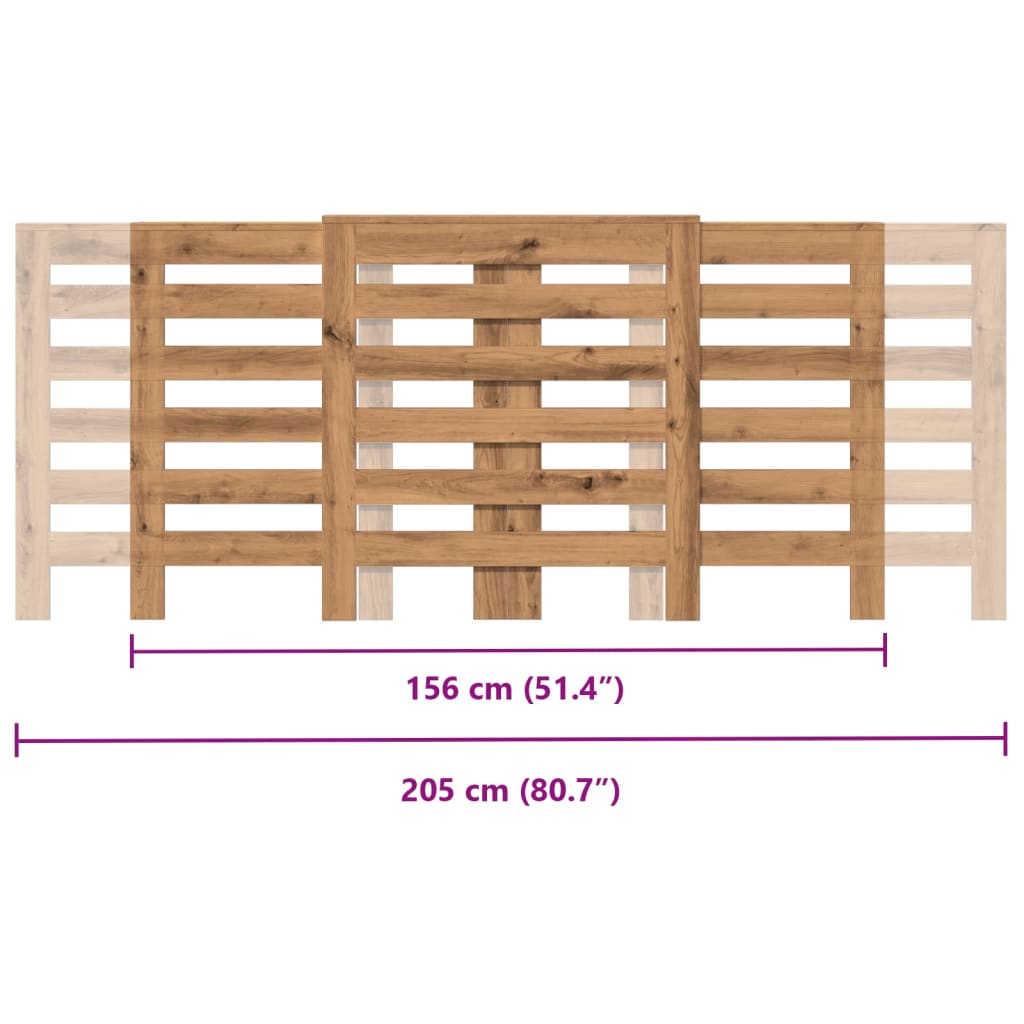 Mască pentru calorifer stejar artizanal 205x21,5x83,5 cm lemn