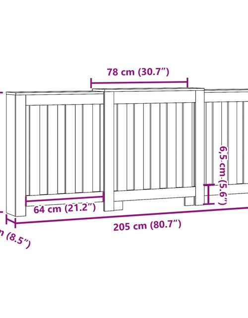 Încărcați imaginea în vizualizatorul Galerie, Mască pentru calorifer gri beton 205x21,5x83,5cm lemn prelucrat
