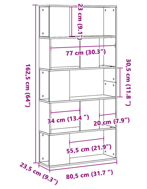 Încărcați imaginea în vizualizatorul Galerie, Bibliotecă cu 5 niveluri gri sonoma 80,5x23,5x162,5 cm lemn
