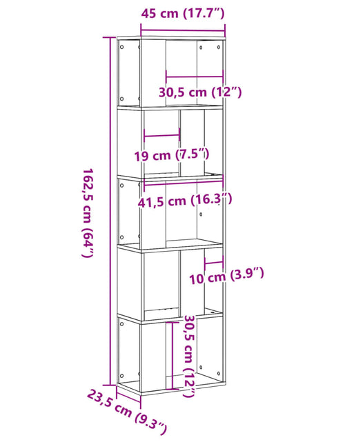 Încărcați imaginea în vizualizatorul Galerie, Bibliotecă cu 5 niveluri, alb 45x23,5x162,5 cm lemn prelucrat
