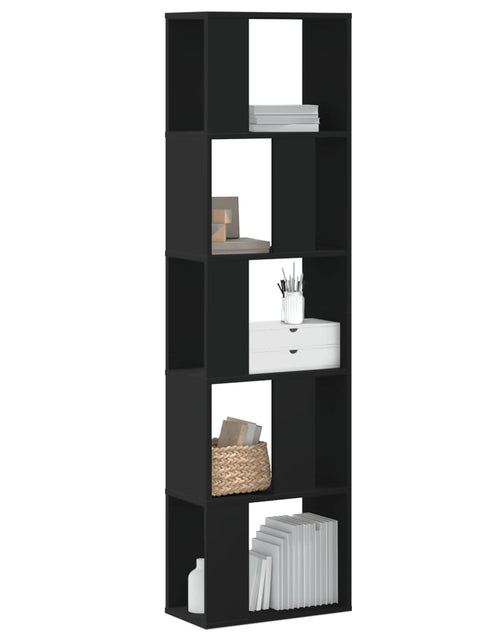 Загрузите изображение в средство просмотра галереи, Bibliotecă cu 5 niveluri negru 45x23,5x162,5 cm lemn prelucrat
