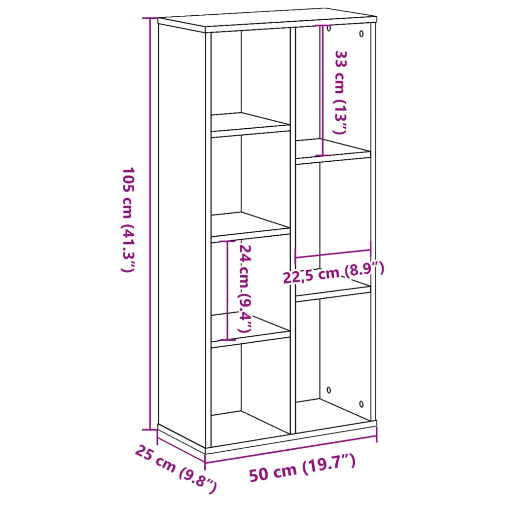 Bibliotecă, stejar maro, 50x25x105 cm, lemn prelucrat