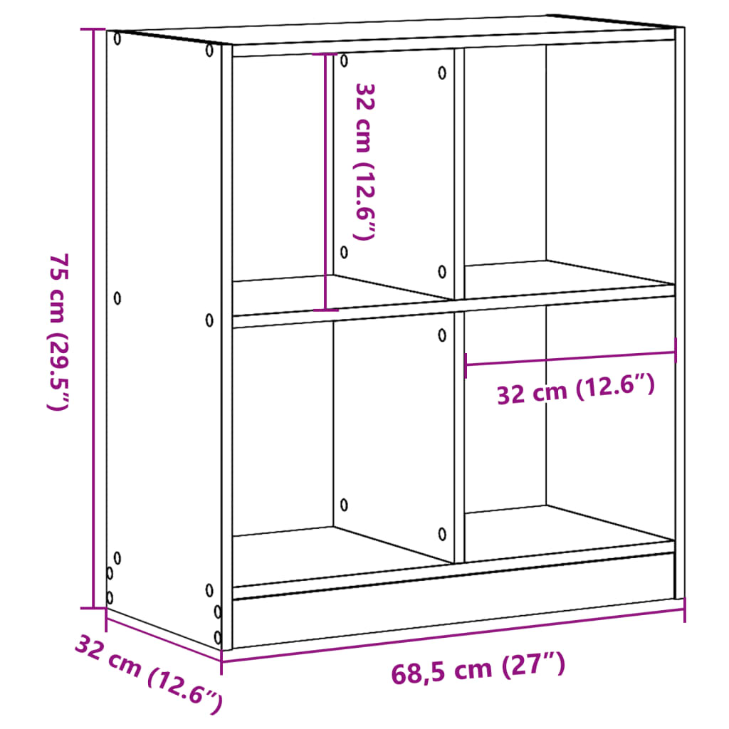 Bibliotecă, stejar sonoma, 68,5x32x75 cm, lemn prelucrat