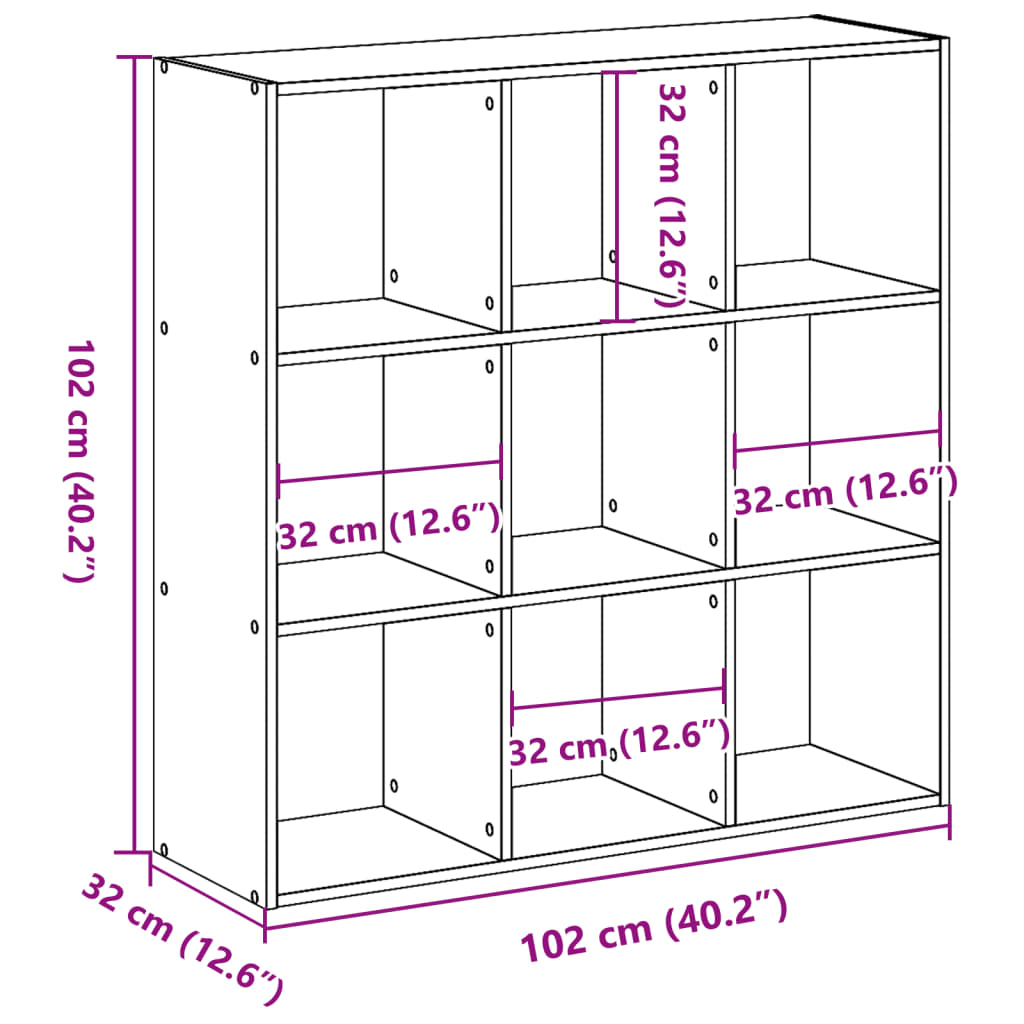 Bibliotecă, alb, 102x32x102 cm, lemn prelucrat