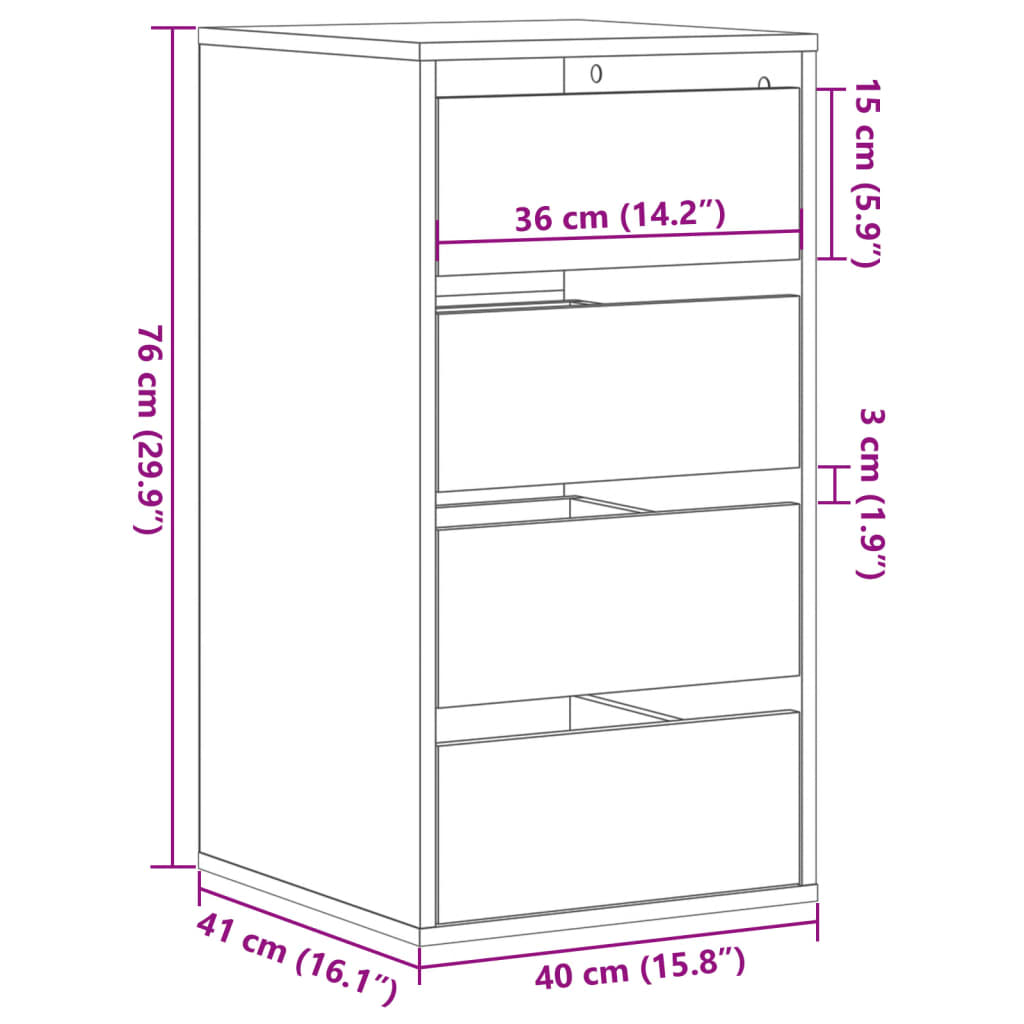 Dulap colț cu sertare alb 40x41x76 cm lemn prelucrat