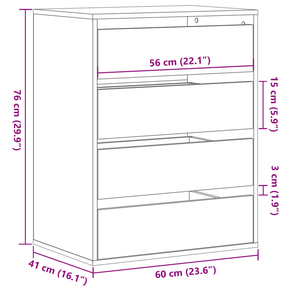 Dulap colț cu sertare alb 60x41x76 cm lemn prelucrat