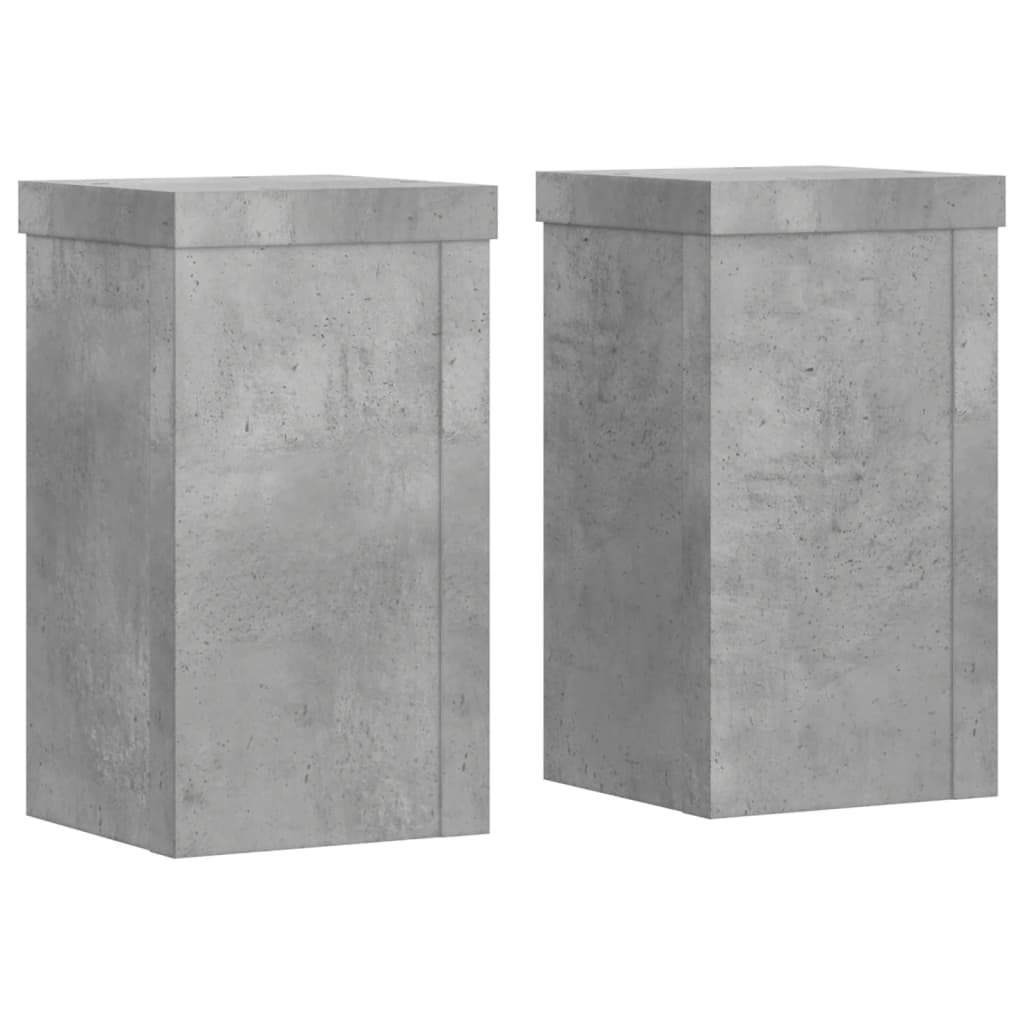 Suport de plante, 2 buc., gri beton, 10x10x18 cm lemn prelucrat