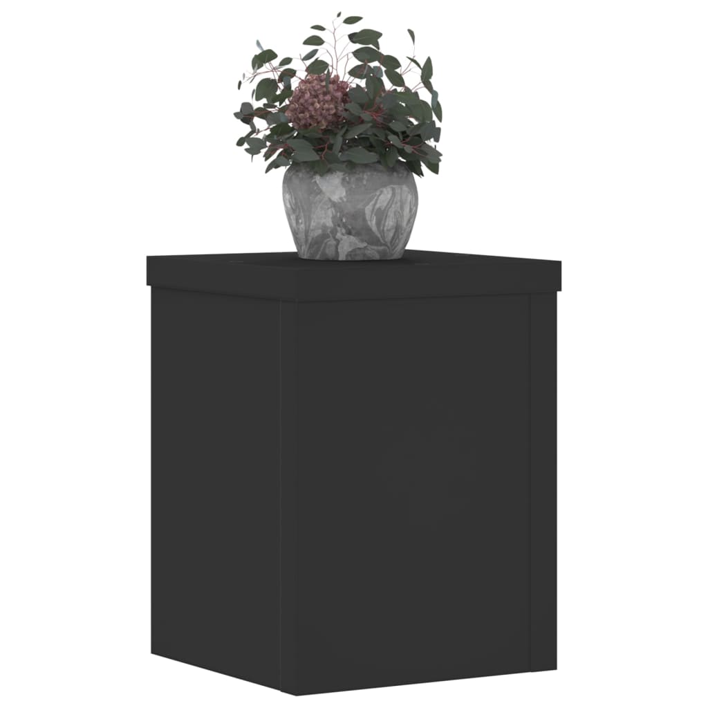 Suporturi de plante, 2 buc., negru, 15x15x20 cm, lemn prelucrat