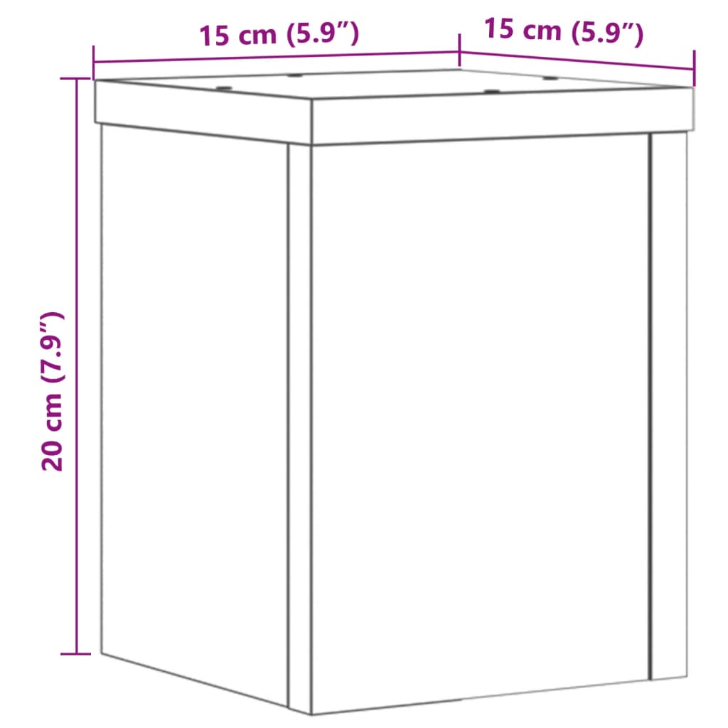 Suporturi de plante, 2 buc., negru, 15x15x20 cm, lemn prelucrat