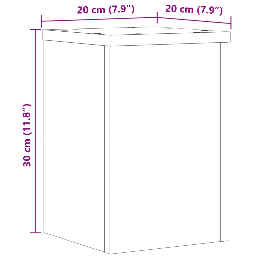 Suporturi de plante, 2 buc., alb, 20x20x30 cm, lemn prelucrat