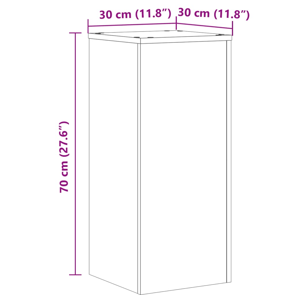 Suporturi de plante, 2 buc., alb, 30x30x70 cm, lemn prelucrat