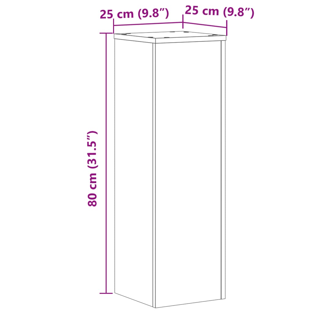 Suporturi de plante 2 buc. gri sonoma 25x25x80cm lemn prelucrat