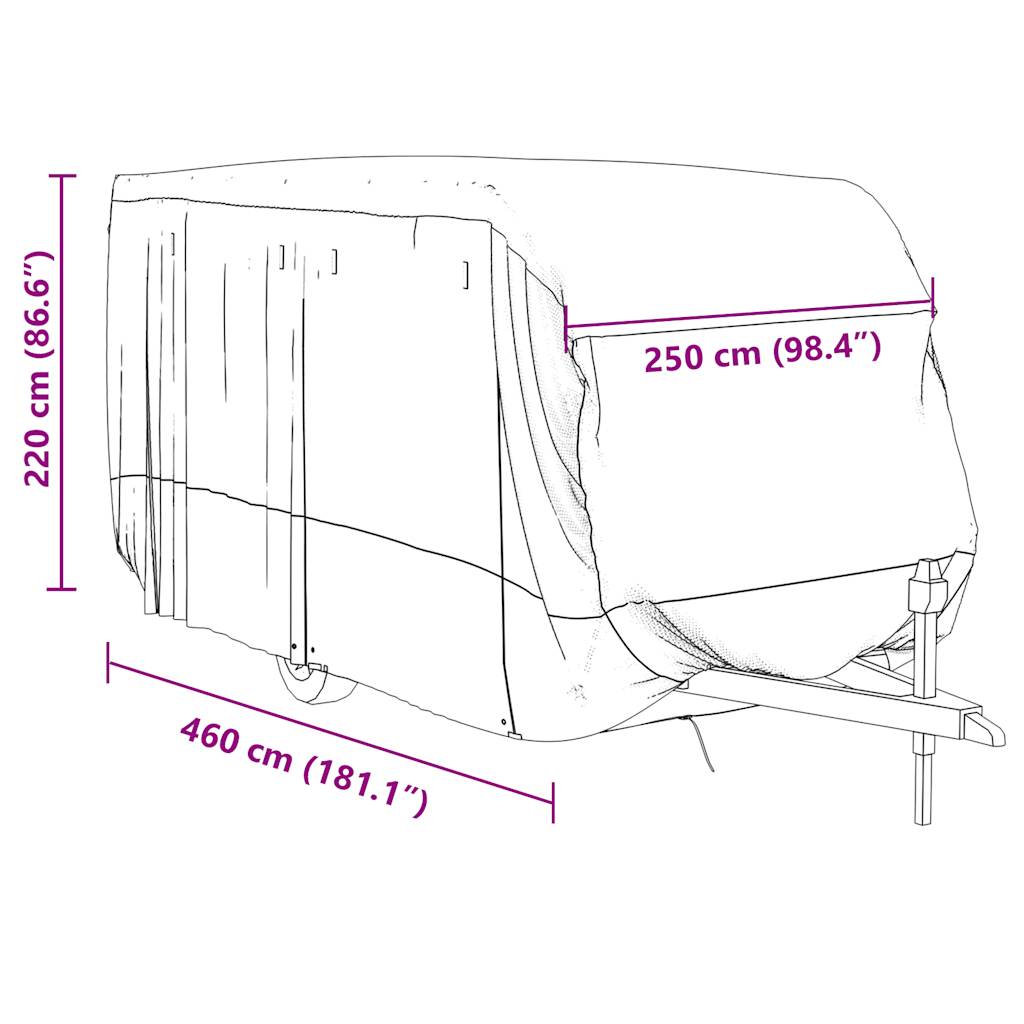 Husa de rulota gri 460x250x220 cm Tesatura netesuta