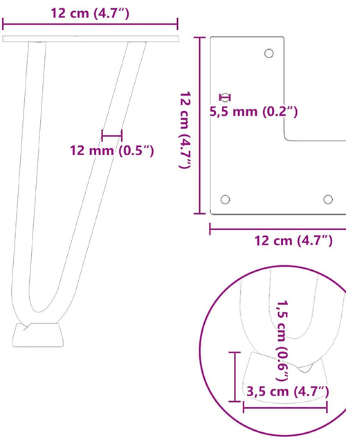 Încărcați imaginea în vizualizatorul Galerie, Picioare de masă în ac de păr 4 buc Oțel solid alb 20 cm
