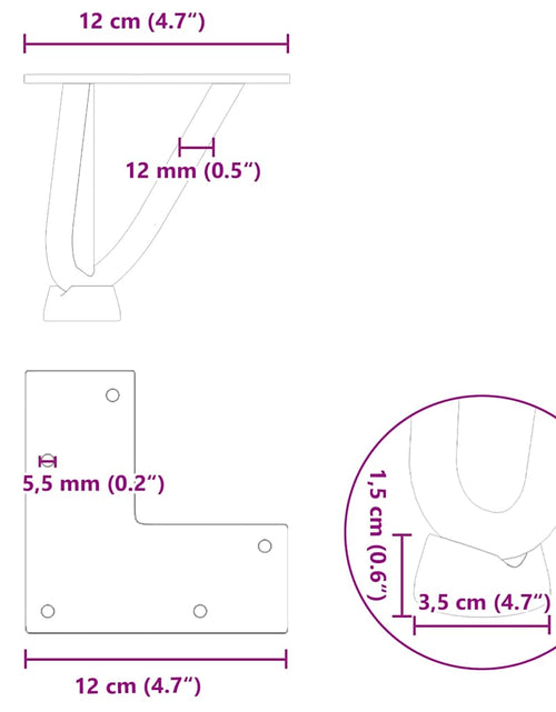 Încărcați imaginea în vizualizatorul Galerie, Picioare de masă în ac de păr 4 buc Antracit 10 cm Oțel masiv
