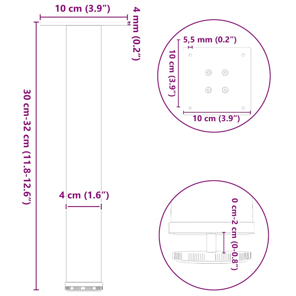 Picioare măsuță de cafea 4 buc Antracit 30-32 cm Oțel