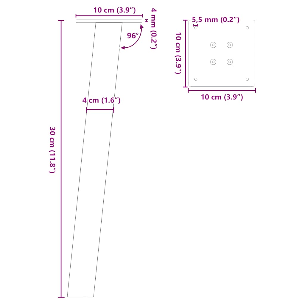 Picioare măsuță de cafea 4 buc Oțel natural 30 cm Oțel