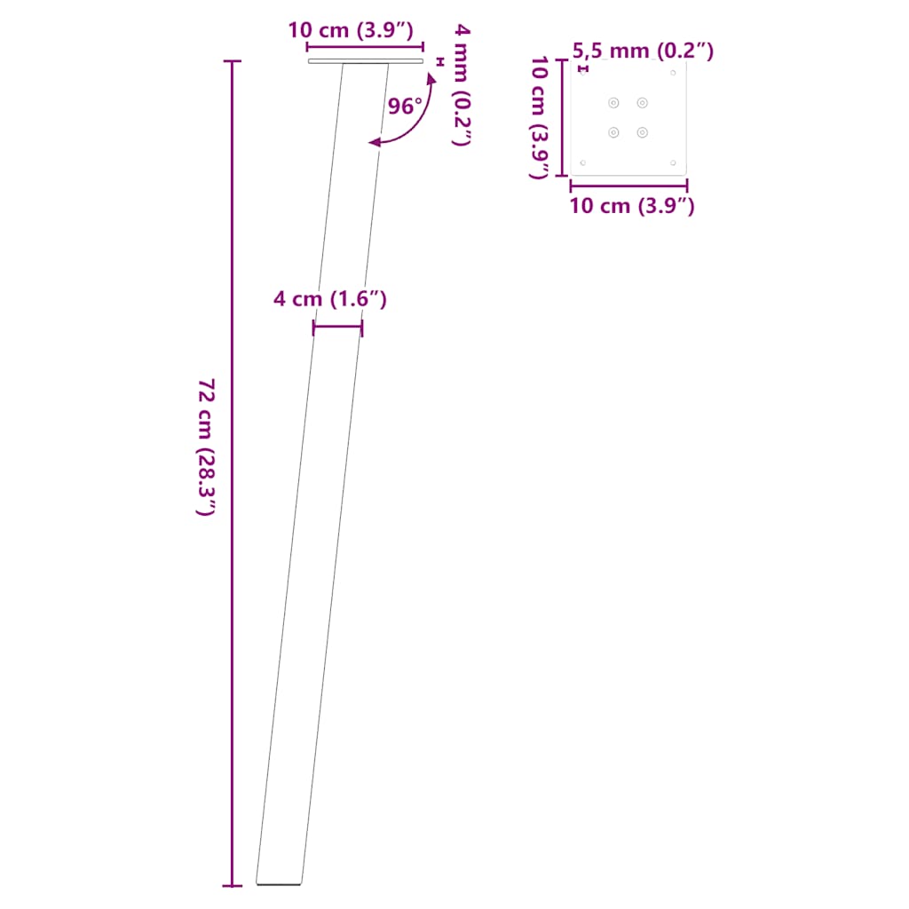 Picioare măsuță de cafea 4 buc Negru 72 cm Oțel