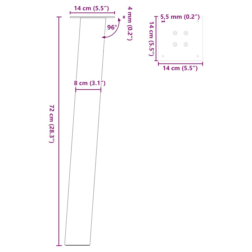 Picioare măsuță de cafea 4 buc Negru 72 cm Oțel