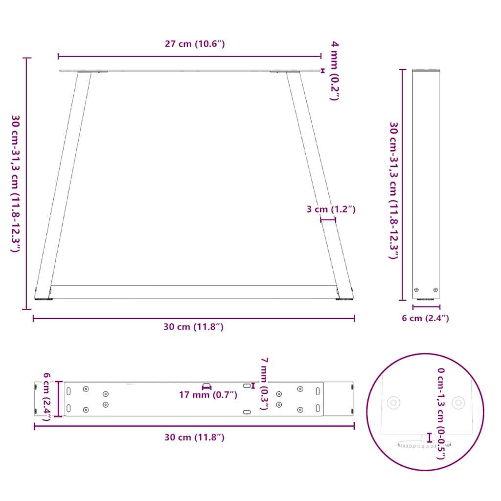 Picioare pentru masă în formă de V 2 buc alb oțel