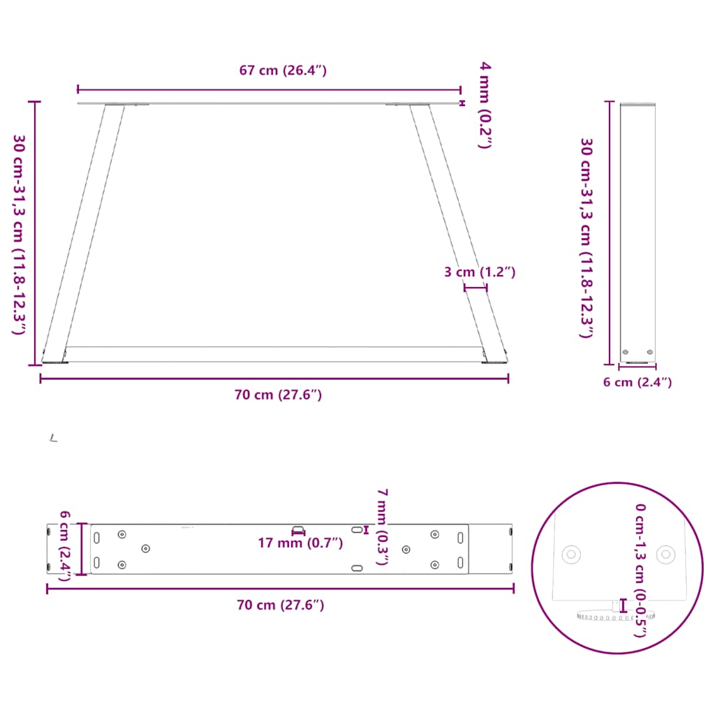 Picioare pentru masă în formă de V 2 buc alb oțel