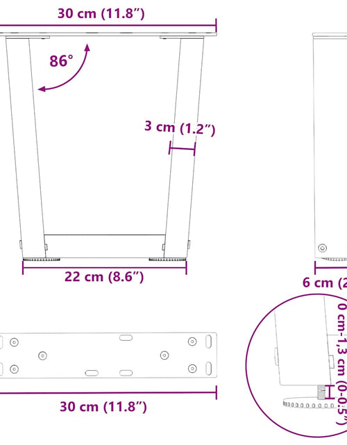 Загрузите изображение в средство просмотра галереи, Picioare pentru masă în formă de V 2 buc alb oțel
