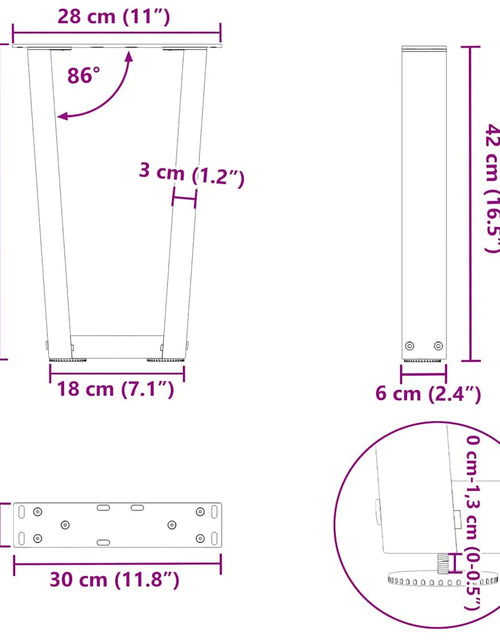 Загрузите изображение в средство просмотра галереи, Picioare pentru masă în formă de V 2 buc Antracit Oțel
