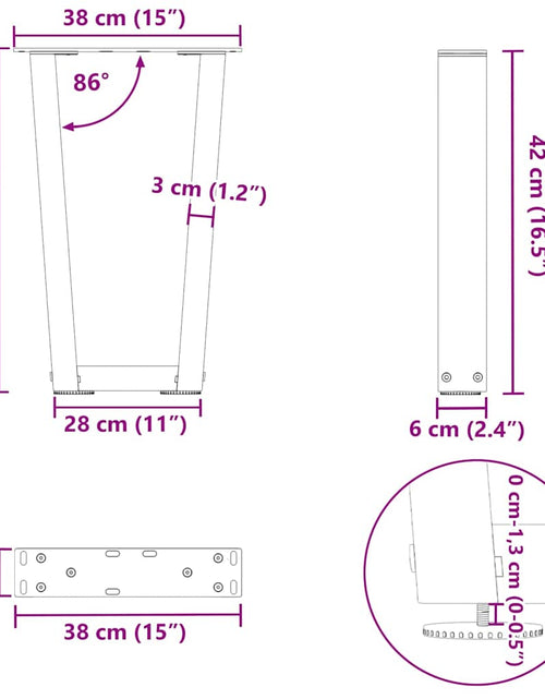 Загрузите изображение в средство просмотра галереи, Picioare pentru masă în formă de V 2 buc alb oțel
