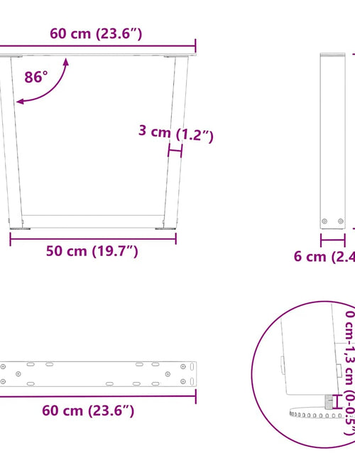 Загрузите изображение в средство просмотра галереи, Picioare pentru masă în formă de V 2 buc Negru Oțel
