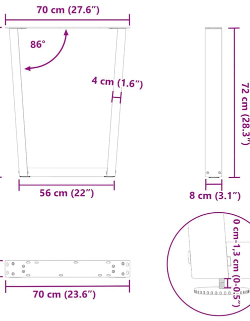 Încărcați imaginea în vizualizatorul Galerie, Picioare pentru masă în formă de V 2 buc alb oțel
